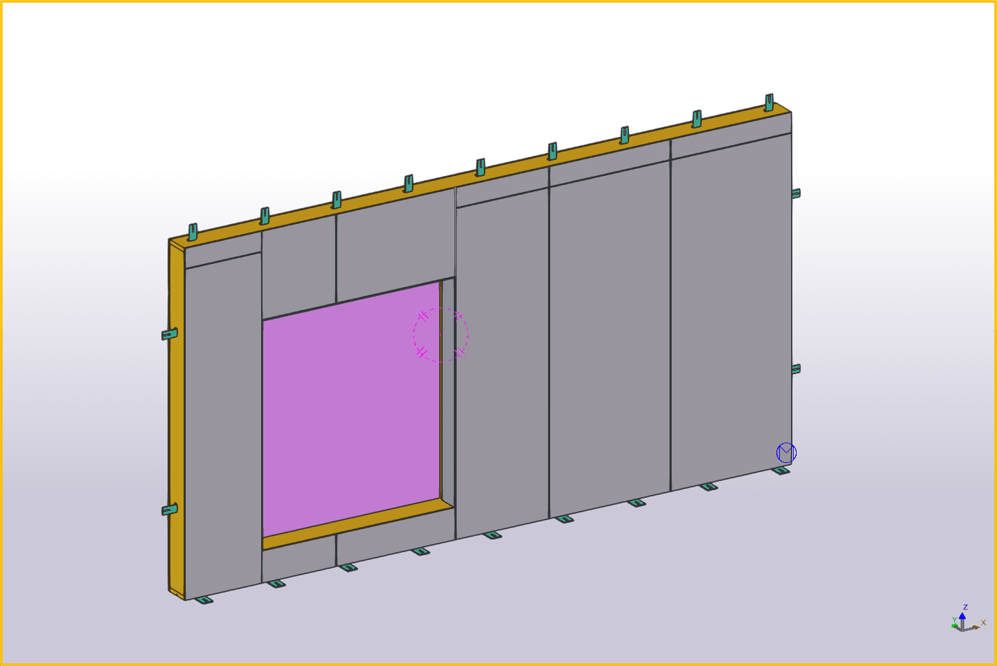 Tekla-model van een houtskeletbouwwand