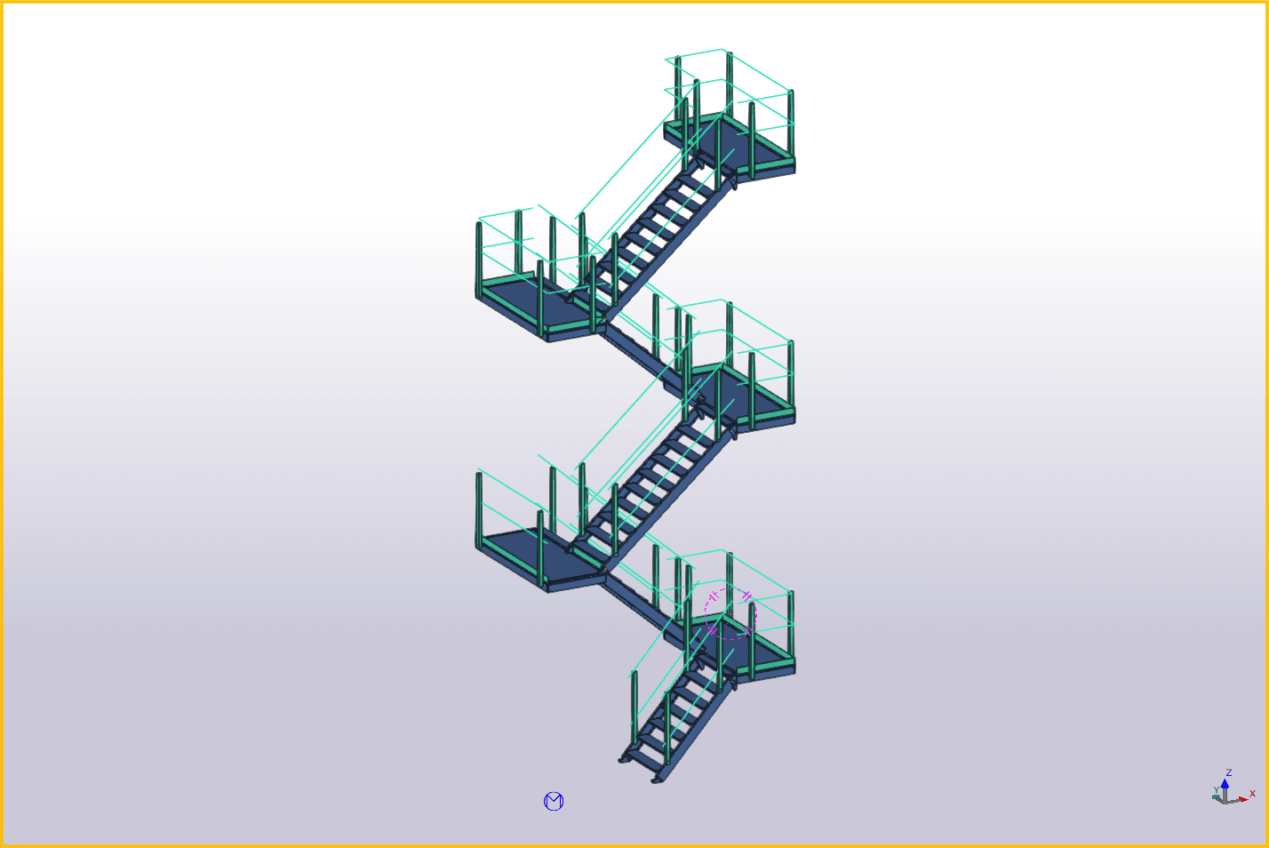 Geconfigureerd trappenhuis in een constructiemodel